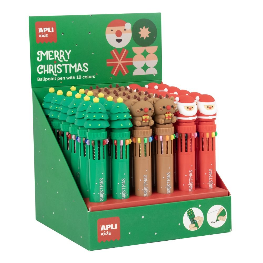 Exp 36 Bolígrafos 10 Tintas Navidad Surtidos APLI