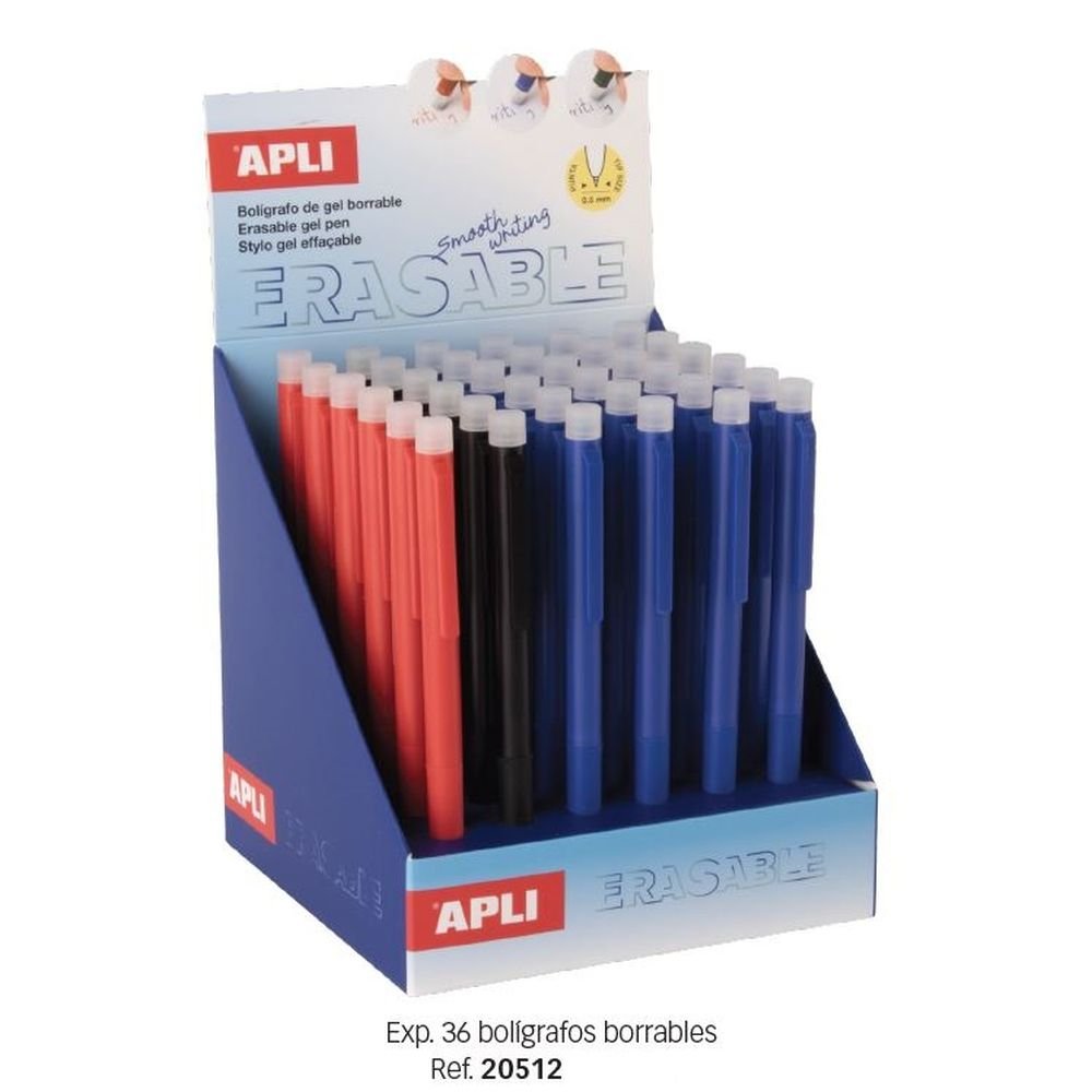 Expositor 36 bolígrafos gel borrables surtidos Apli Diseño Imagen principal del producto