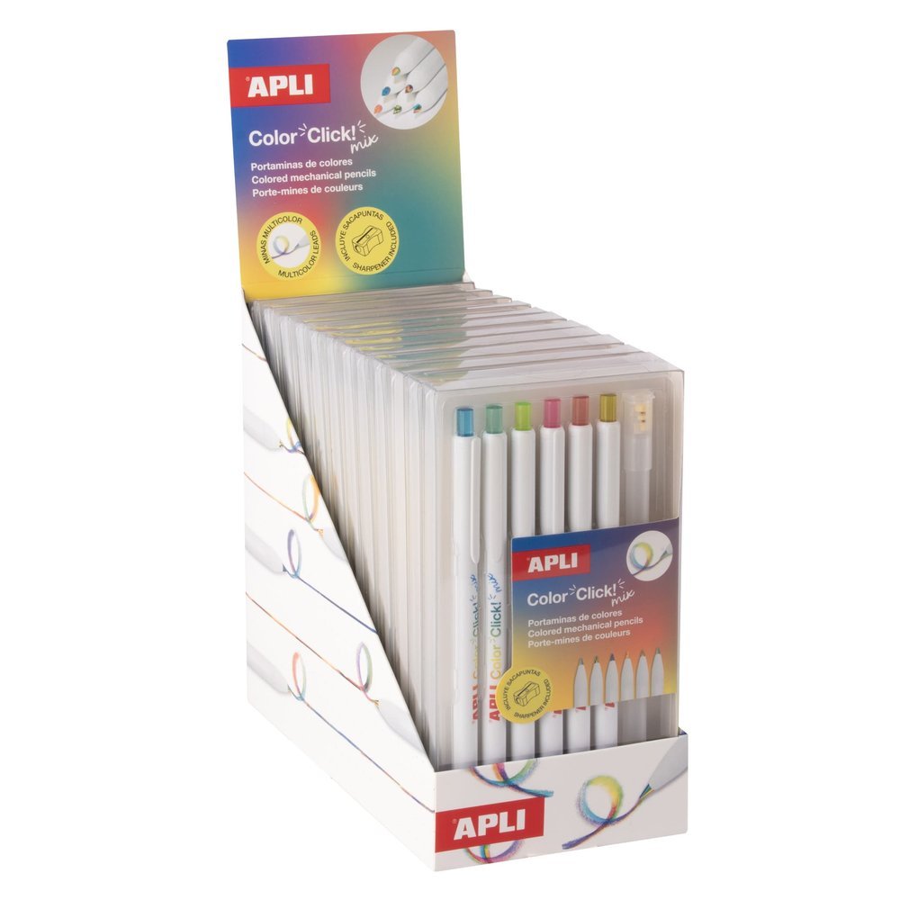 Expositor 12 Pack Portaminas Color Click Rainbow Surtidos Apli Diseño Imagen principal del producto