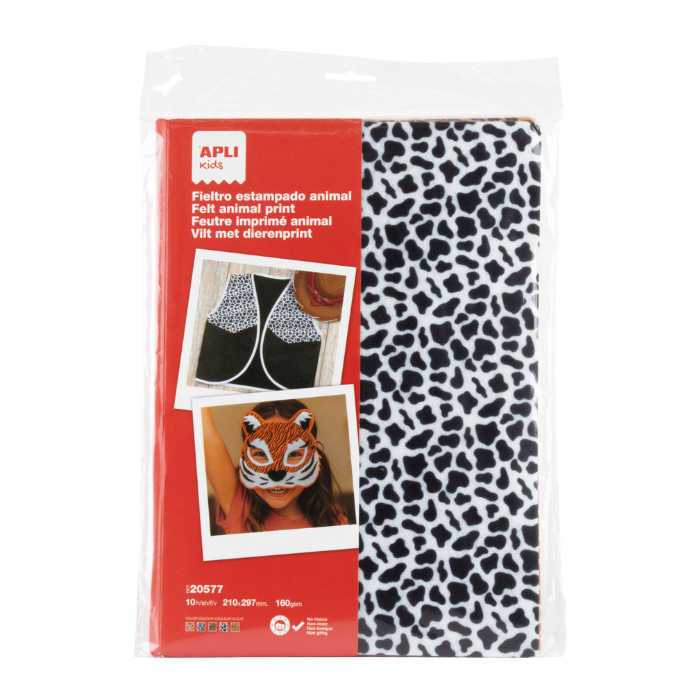 Blister 10 Hojas Fieltro Animal Surtido APLI