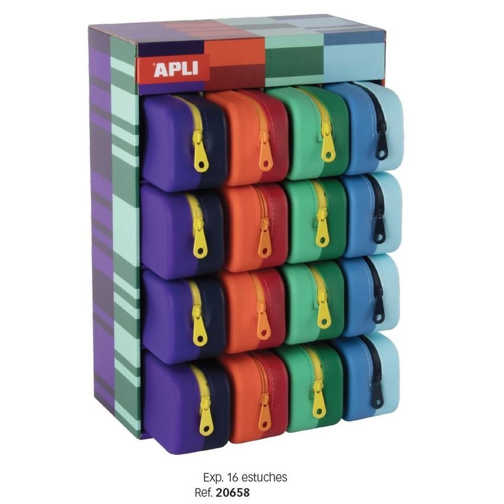 Expositor 16 Estuches Silicona Bicolor Bright Surtidos Apli Diseño