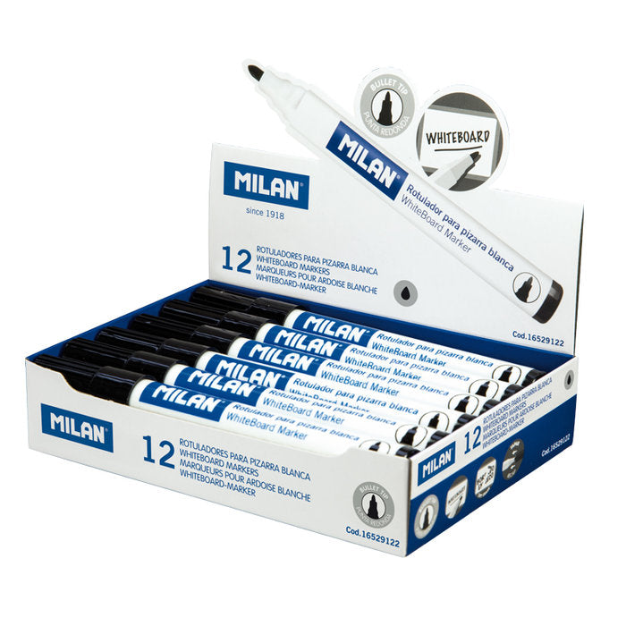 Rotulador Milan Para Pizarra Blanca Negro | Milan | Pack 12 Unidades Imagen principal del producto