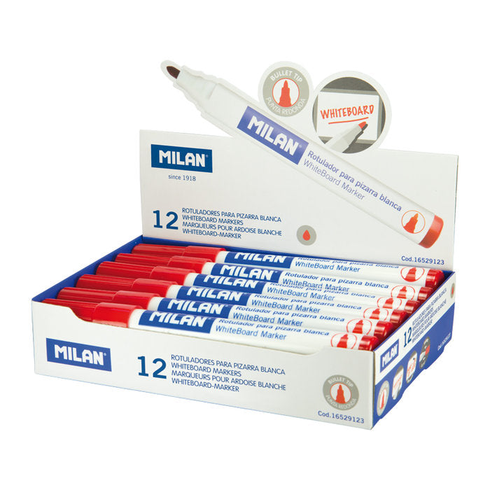 Rotulador Milan Para Pizarra Blanca Rojo | Milan | Pack 12 Unidades Imagen principal del producto