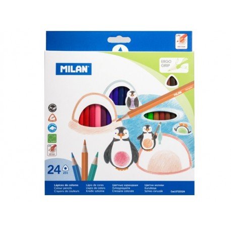 CAJA 24 LAPICES COLORES TRIANGULARES MILAN | 1 UNIDADES | (MILAN) Imagen principal del producto