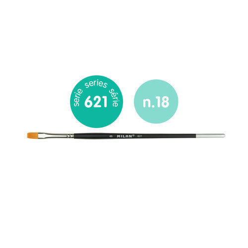 Paq/4 Pincel Sintetico Plano Nº 18 Serie 621 Mango Corto