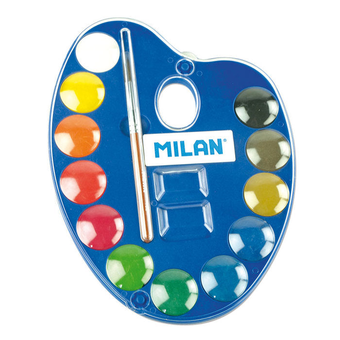 ACUARELA MILAN 12 COLORES 25MM CON PINCEL | 1 UNIDADES | (MILAN)