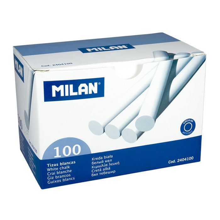 Estuche 100 Tizas Antipolvo Blanco Milan