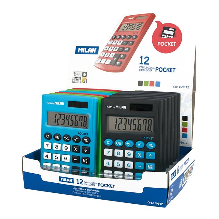 Exp 12 calculadoras pocket touch 8 digitos colores surtidos Imagen principal del producto