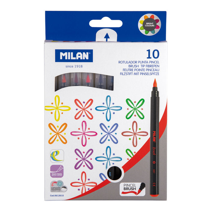 Caja 10 Rotuladores Punta Pincel Milan | Milan | Pack 1 Unidades Imagen principal del producto