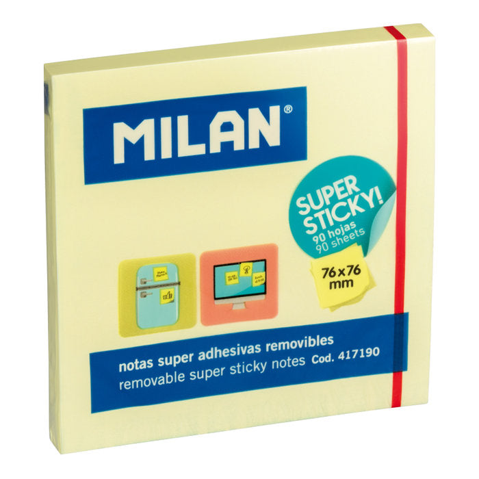NOTAS ADHESIVAS MILAN 76X76 SUPER STICKY AMARILLO | 10 UNIDADES | (MILAN) Imagen principal del producto