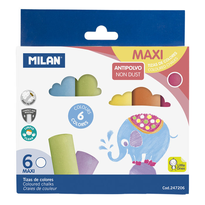 Tizas Maxi Milan 6 colores, caja de 24 unidades Imagen principal del producto