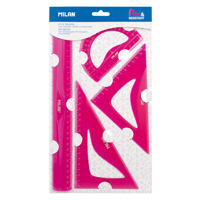 JUEGO DE REGLAS MILAN 30 CM FLEXIBLE ROSA | 24 UNIDADES | (MILAN) Imagen principal del producto