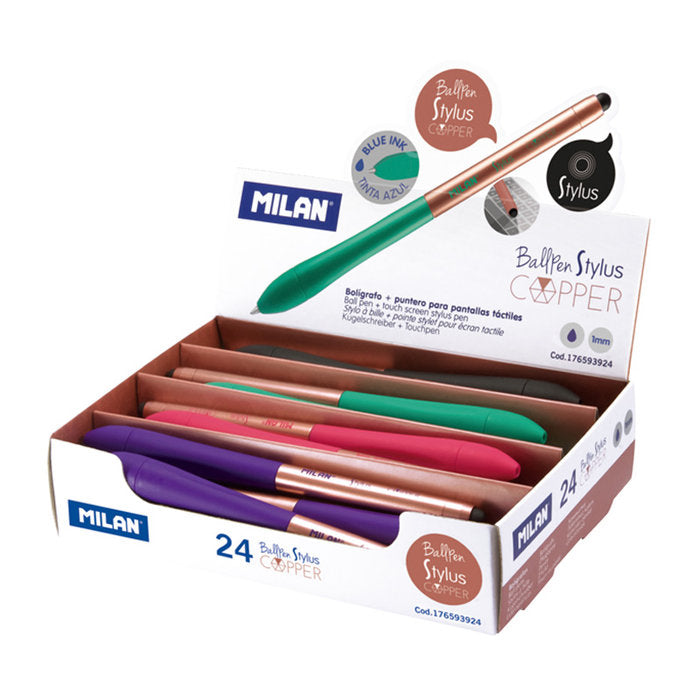 EXPOSITOR 24 BOLIGRAFOS MILAN S1 STYLUS COPPER COLORES | 24 UNIDADES | (MILAN) Imagen principal del producto