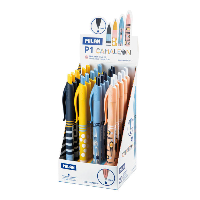 EXPOSITOR 20 BOLIGRAFOS P1 CAMALEON TINTA AZUL | 20 UNIDADES | (MILAN) Imagen principal del producto