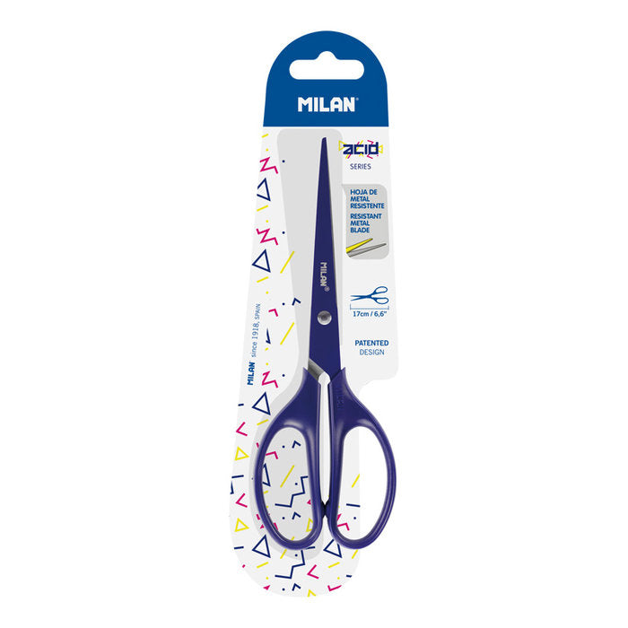TIJERA MILAN OFICINA 17 CM ACID AZUL BLISTER | 12 UNIDADES | (MILAN) Imagen principal del producto