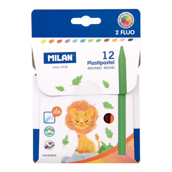 CERAS MILAN PLASTIPASTEL 12 COLORES SURTIDOS | 20 UNIDADES | (MILAN)