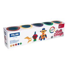 PASTA BLANDA BASIC SOFT DOUGH 142 G 5 COLORES GLITTER | 1 UNIDADES | (MILAN)