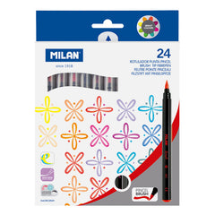Rotulador Milan Punta Pincel 24 Colores Surtidos | Milan | Pack 1 Unidades