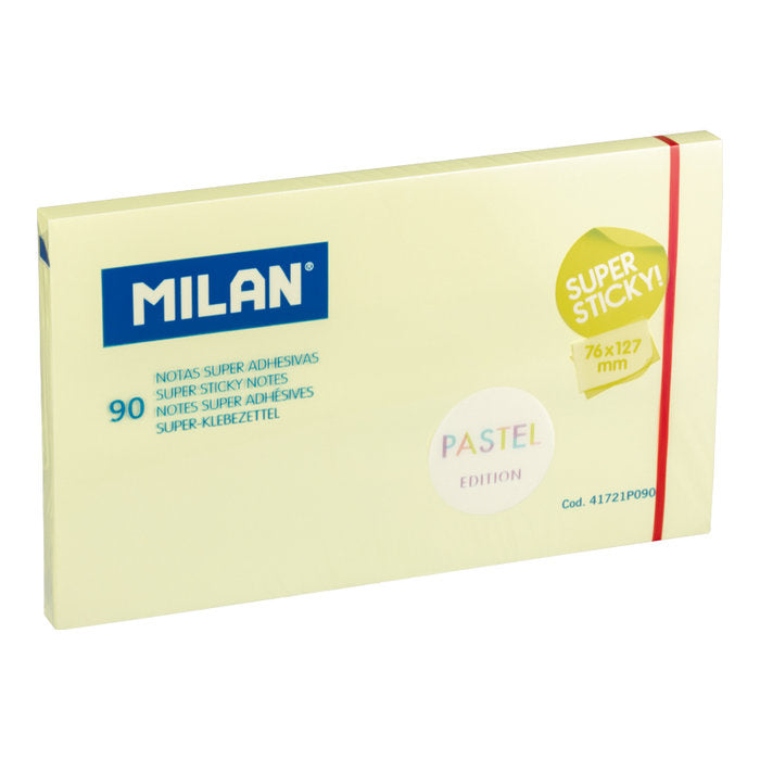 NOTA SUPER ADHESIVA MILAN 76X127 90 HOJAS AMARILLO PASTEL | 10 UNIDADES | (MILAN) Imagen principal del producto