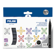 Rotulador Punta Pincel 6 Colores Metalizados | Milan | Pack 1 Unidades