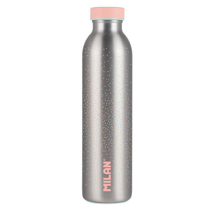 BOTELLA ISOTERMICA ACERO INOXIDABLE 591ML SERIE SILVER ROSA | MILAN DISEÑO | 1 UNIDAD | 8411574093831