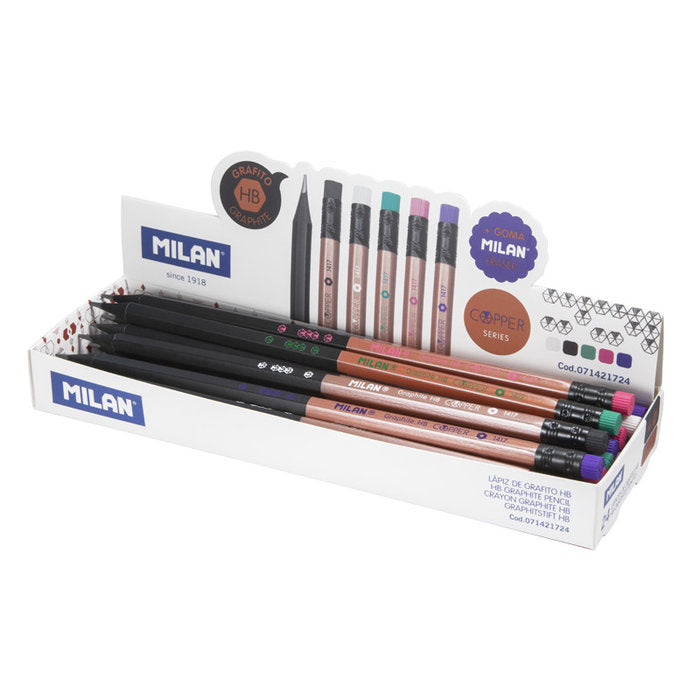 LAPIZ DE GRAFITO MILAN HB CON GOMA SERIE COPPER | 24 UNIDADES | (MILAN)