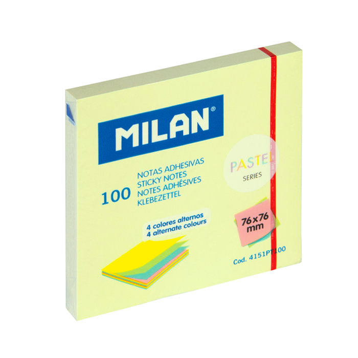 TACOS NOTAS ADHESIVAS 76X76MM 100H COLORES ALTERNOS PASTEL | 10 UNIDADES | (MILAN) Imagen principal del producto