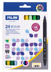 Rotulador Milan Doble Punta Bicolor 24 Uds ( 48 Colores) | Milan | Pack 1 Unidades