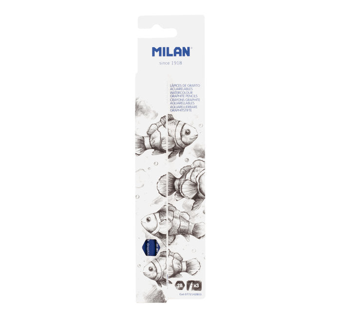LAPIZ GRAFITO MILAN ACUARELABLES GRADUACION 2B BLISTER 3 UD | 1 UNIDADES | (MILAN) Imagen principal del producto