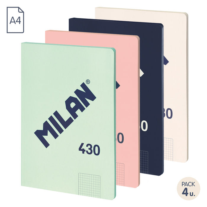 Bloc Espiral Estándar Liso 48H 90g | Milan | Cartón | Formato Estándar | Pack 1 Unidades