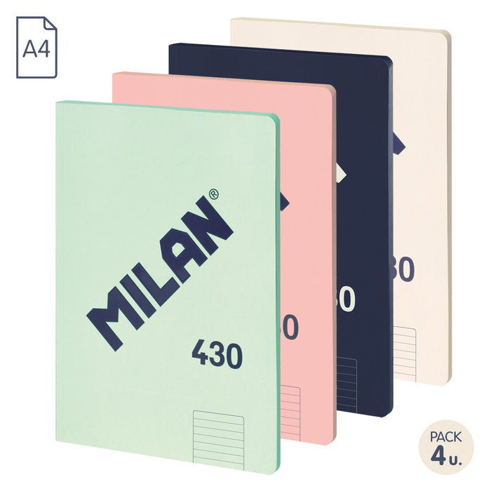 Bloc Espiral Estándar Liso 48H 90g | Milan | Cartón | Formato Estándar | Pack 1 Unidades