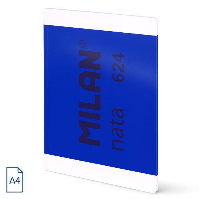 Libreta A4 Encolada Cuadros 5x5 48H Milan Nata 624 Azul Marca Milan Diseño