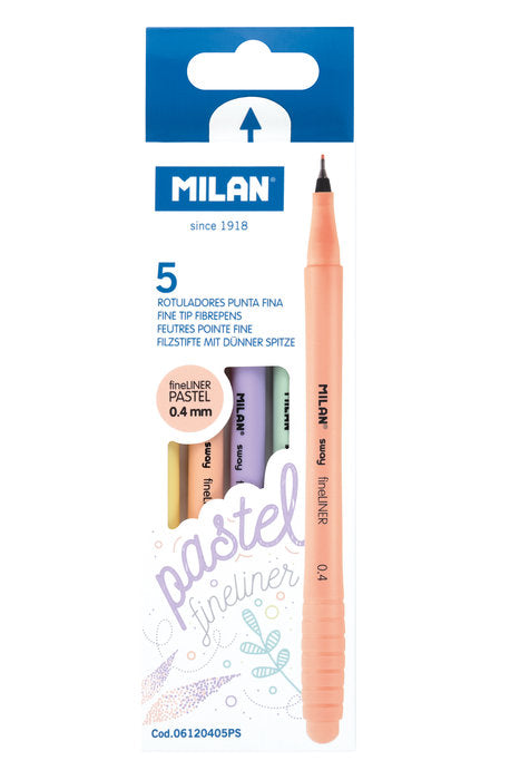 Caja 5 Rotuladores Punta Fina Sway Pastel Fineliner 0,4 mm Milan
