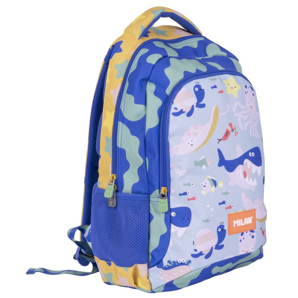 MOCHILA ESCOLAR 2 CREMALLERAS SERIE ESPECIAL BLUE ODYSSEY | MILAN DISEÑO