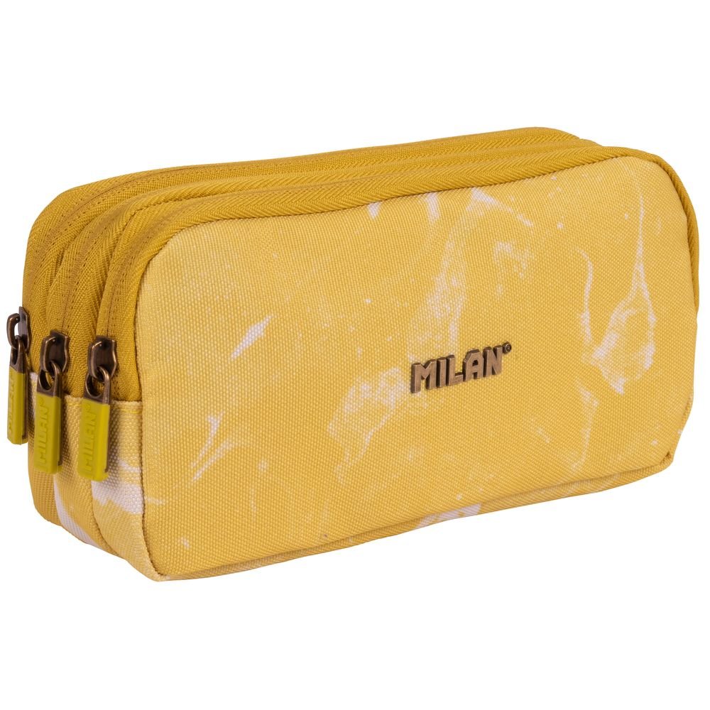 Estuche 3 Cremalleras Serie Lava Amarillo Milan Diseño