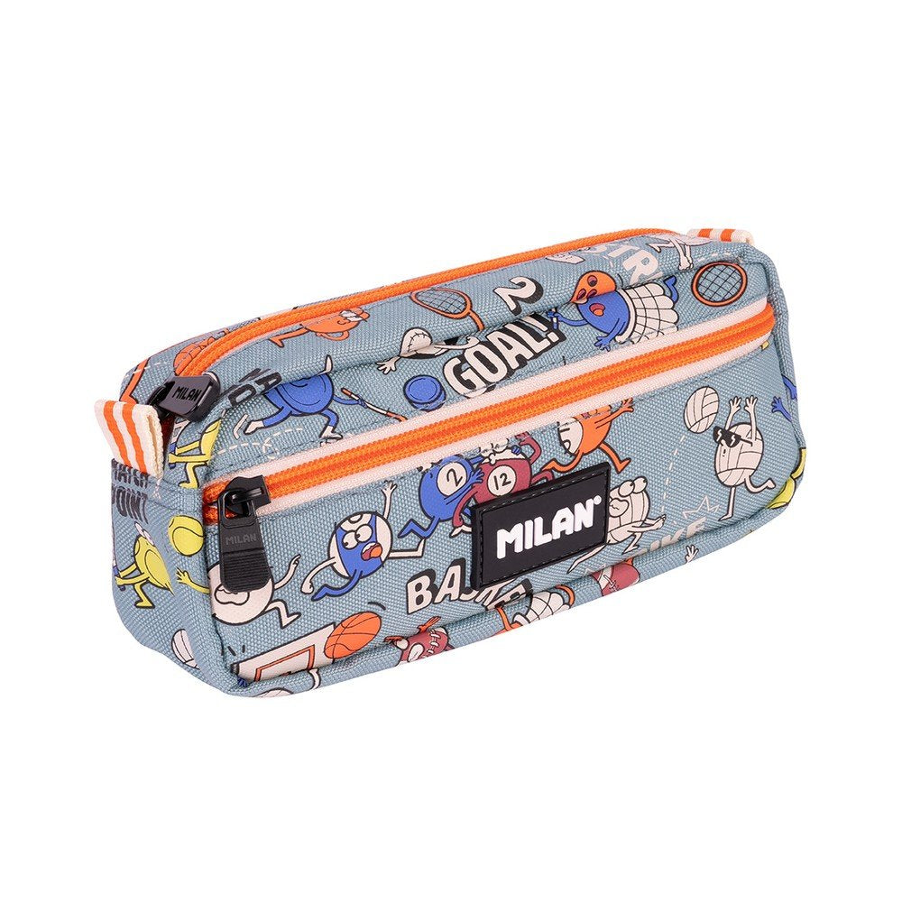 Estuche portatodo rectangular 2 cremalleras Serie Sports Milan Diseño