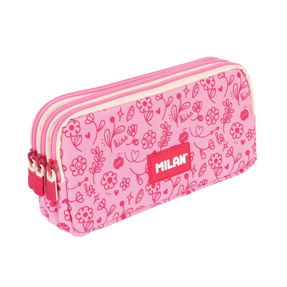 Estuche portatodo rectangular 3 cremalleras Serie Flowicorn Milan Diseño