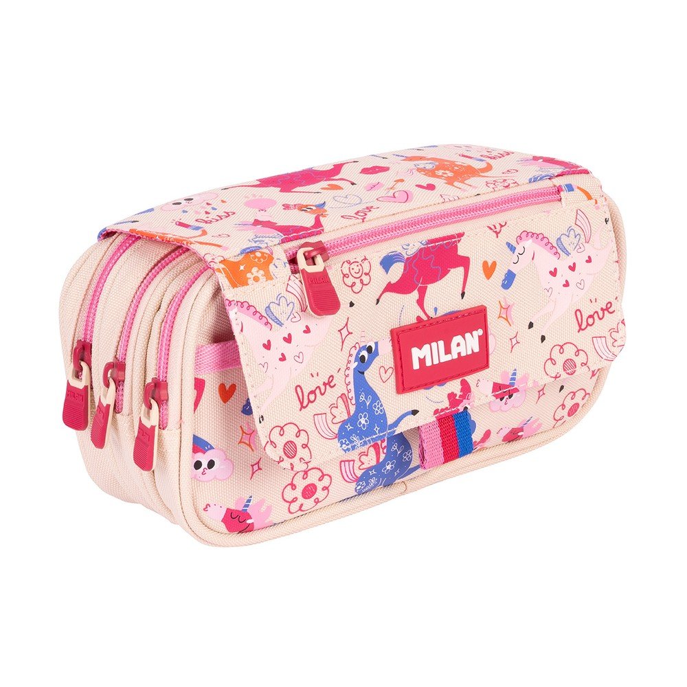 Estuche portatodo 4 cremalleras serie Flowicorn Milan Diseño