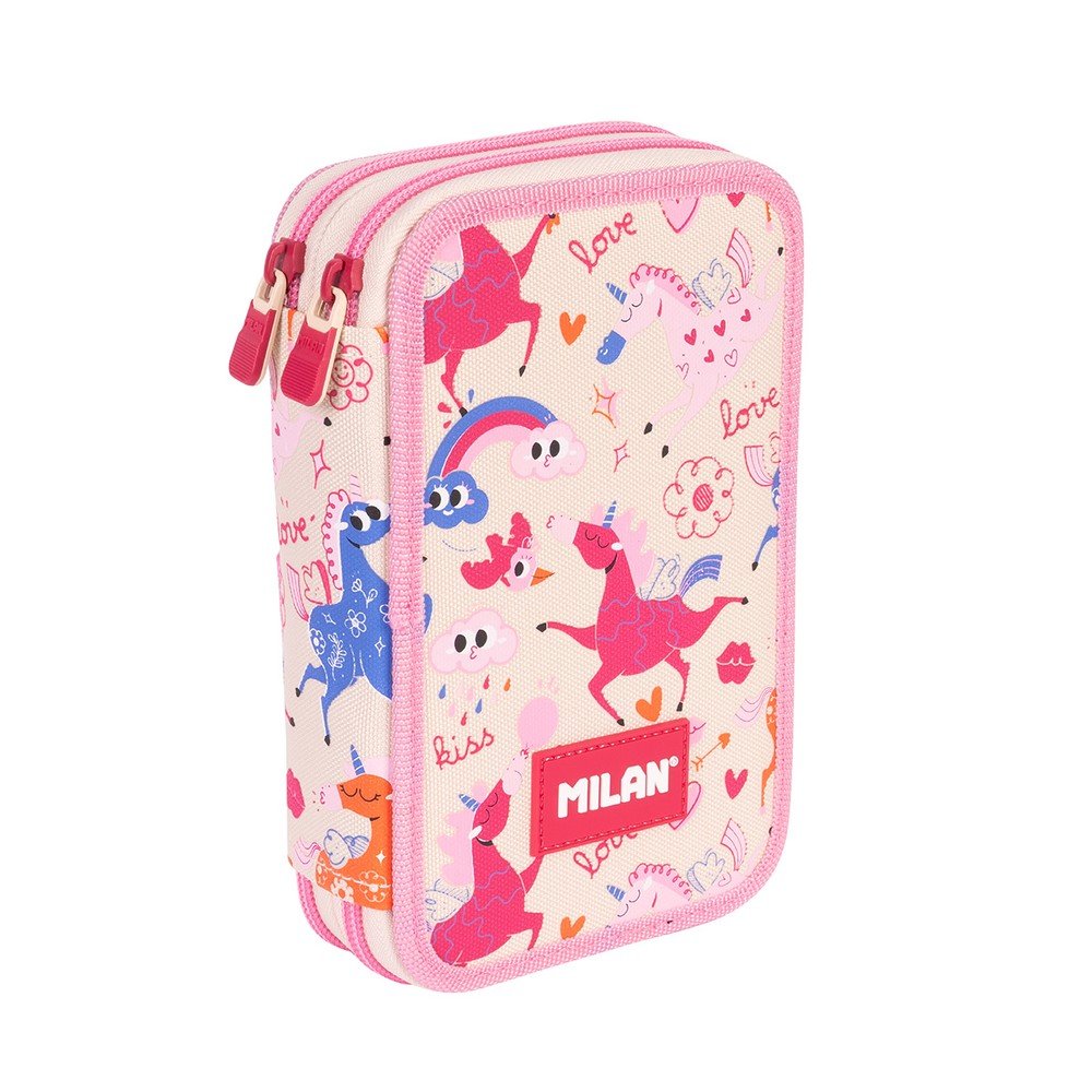 Plumier 2 Pisos con Contenido Serie Flowicorn Rosa Milan Diseño Imagen principal del producto