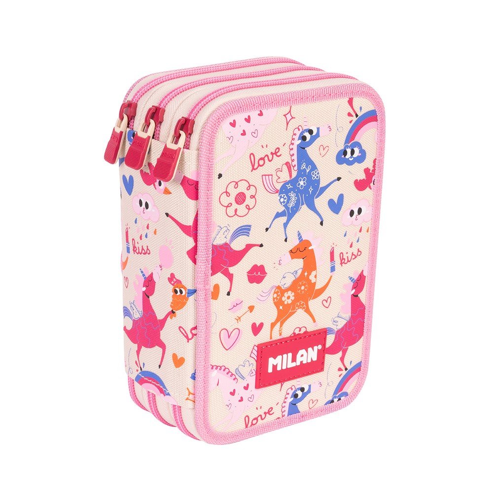 Plumier 3 Pisos con Contenido Serie Flowicorn Rosa Milan Diseño Imagen principal del producto