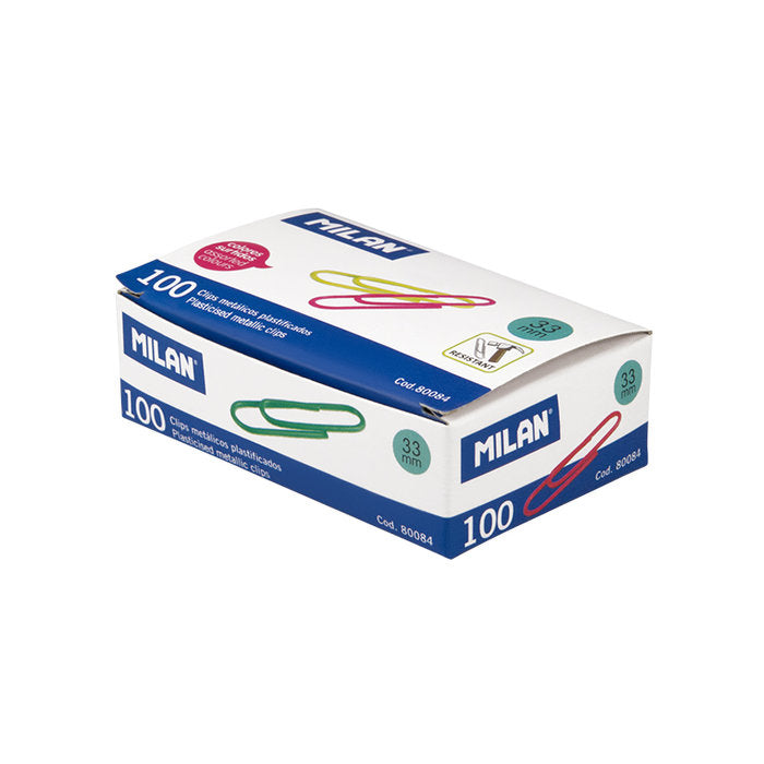 CLIPS 33MM COLORES CAJA 100 UDS 80084 | 10 UNIDADES | (MILAN) Imagen principal del producto