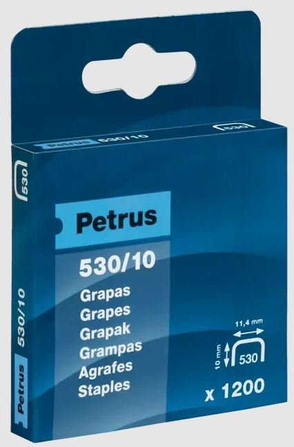 GRAPAS CLAVADORA 530/10 BLISTER 1200 UN | 1 UNIDADES | (PETRUS) Imagen principal del producto