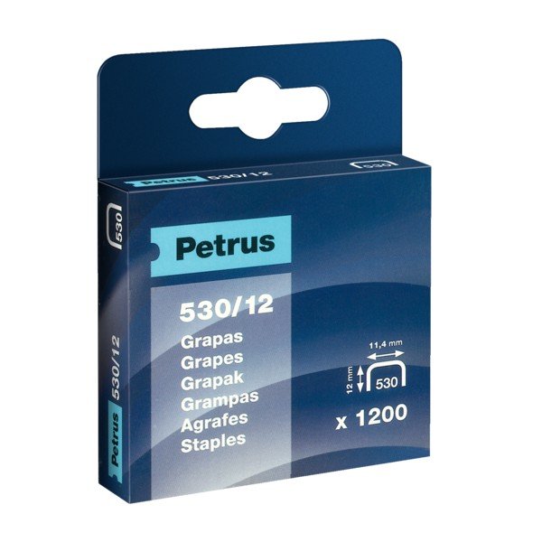 Caja 1200 Grapas Petrus Nº530/12 Cobreada