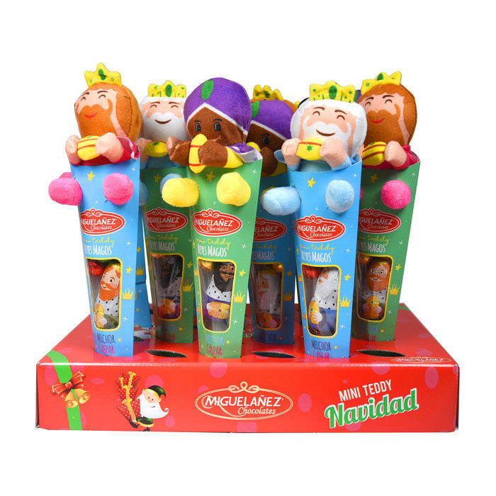 MINI CONO FIGURAS REYES MAGOS 35 GR CHOCOLATE + PELUCHE | MIGUELAÑEZ | ENVASE 12 UDS. UNIDAD | 8411823509335 Imagen principal del producto