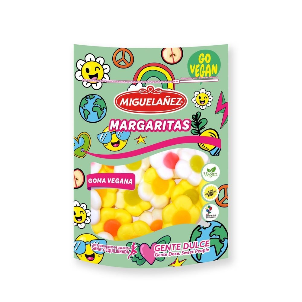 Bolsa Doypack 165 g Golosina Vegana Margaritas Surtidas Miugelañez