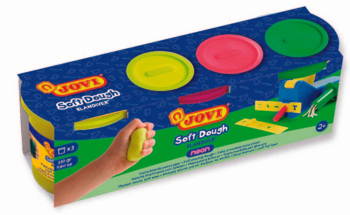 Pack 3 botes blandiver soft dough 110g colores neon