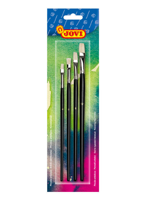 BLISTER 4 UD PINCEL JOVI PELO DE CERDA Nº 4, 6, 8, 12 | 12 UNIDADES | (JOVI)