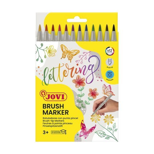 Rotulador Jovi Brush Marker 12 Colores Surtidos | Jovi | Pack 1 Unidades Imagen principal del producto