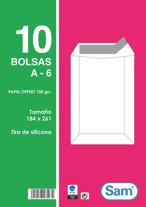SOBRE BLANCO TIRA SILICONA 184X261 100GRS 10U | 25 UNIDADES | (SAM TALLERES MANIPULACION)