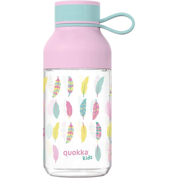 BOTELLA INFANTIL TRITAN CON ASA 430 ML PLUMAS ROSA QUOKKA | QUOKKA | 1 UNIDAD | 8412497401536